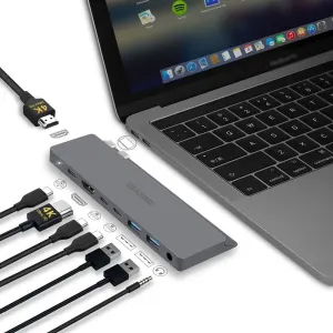 INTACT 9839T Dual USB-C 8-in-1 with Dual HDMI+USB3.0*3+USB-C Female + PD Power Adapter
