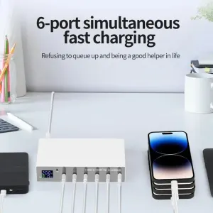 INTACT WLX-X6P 6-port USB-C multi-function PD charger, single port 30W x 6 Ports Total power: 140W