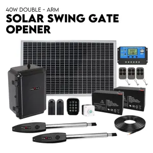 Double Swing Gate Opener Automatic Full Solar Power Kit Remote Control