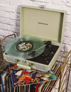 Crosley Cruiser Bluetooth Portable Turntable – Mint + Bundled Crosley Record Storage Display Stand