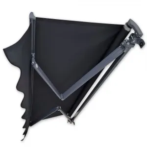 2.92m Black Fabric/Dark Grey Frame Manual Retractable Folding Arm Awning