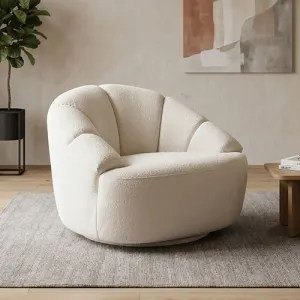 Arm Chair Fabric 360 Degree Swivel – Beige