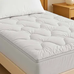 1000GSM Luxe Fully Fitted Mattress Topper 10cm thick with Fitted Skirt – Queen
