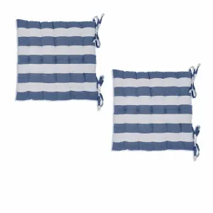 Rans Set of 2 Alfresco Stripe Chair Cushion Pads 40 x 40 cm – Blue