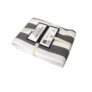 Rans Black Alfresco Stripes Cotton Tablecloth – Choose from 2 sizes 150cm x – 150cm x 250cm