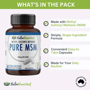 Pure MSM Capsules – Methyl Sulfonyl Methane – (660mg), 60 Vegan Capsules/1 Month