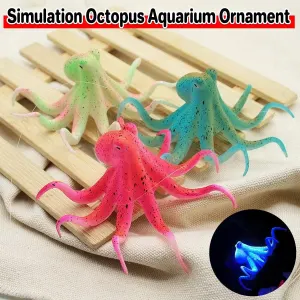Glowing Aquarium Ornament Simulation Octopus Fish Squid Fish Tank Decoration – Red