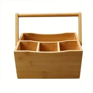 Portable Bamboo Storage Box Fruit Basket Organizer Multi Purpose Storage Basket