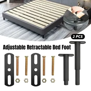 2PCS Bed Legs Adjustable Retractable Heavy Duty Bed Center Frame Support Feet