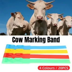 Cow Identification Bands 20PCS Adjustable Foot Rings Multi Colour Tags Livestock – Red