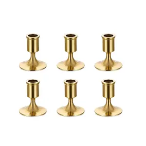 6PCS Gold Candle Holder Decoration Tabletop for Christmas Romantic Dinner Decor