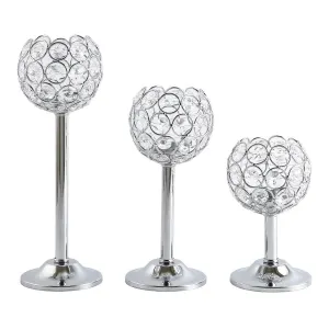 3PCS Crystal Candle Holders Metal Candlelight Wedding Home Dinner Decoration