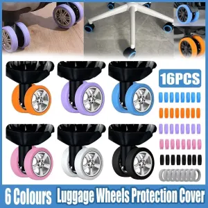 16PCS Silicone Luggage Wheels Cover Caster Shoes Wheel Protector for Luggage – Black