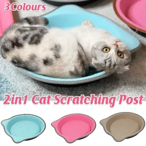 Cat Scratching Post Pad 2 in 1 PP Blanket Non Slip Indoor Kitten 38 x 38 x 5cm – Pink