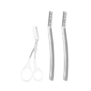 3Pcs Eyebrow Razor Set Facial Hair Remover Dermaplaning Shaving Tool Kit - Clear