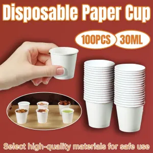 Small Paper Tasting Cups 100pcs White 30ml Disposable Sampling Drink Cups