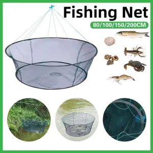 Open Folding Fishing Net Round Fishnet Portable Fish Pocket for Outdoor Angling – 80cm