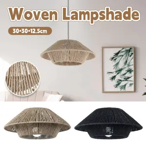 Hand Woven Paper Rope Pendant Lampshade Boho Rattan Style – Black