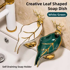 Soap Dish Holder Non-Stagnant Drainage Soap Box for Bathroom Kitchen Sink Home – White