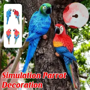 Simulated Half Parrot Tree Hanging Wall Decoration Durable for Home Garden Use – Blue-Red