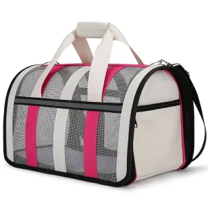 Pet Carrier Bag Portable Travel Cat Tote Bag Soft Breathable Cat Bag for Outdoor - Rose Red
