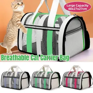 Pet Carrier Bag Portable Travel Cat Tote Bag Soft Breathable Cat Bag for Outdoor – Rose Red