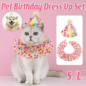 Dog Cat Birthday Dress Bib Felt Hat Party Supplies Drool Towel for Pet Parties – S