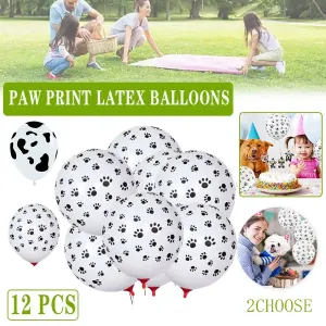 12pcs Cow Print or Paw Print Balloons White Latex Party Decorations 12 Inch – Cow