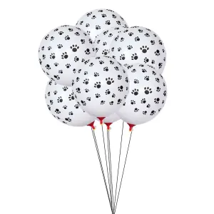 12pcs Cow Print or Paw Print Balloons White Latex Party Decorations 12 Inch - Paw