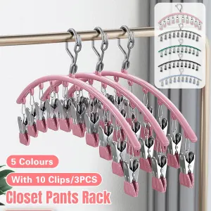 3PCS Windproof Clothes Drying Rack Balcony Hanger Pantyhose Underwear Clips – Grey