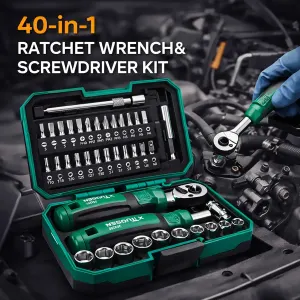 40 in 1 Ratchet Wrench and Screwdriver Kit For Mechanic DIY Car Repair Tool Set