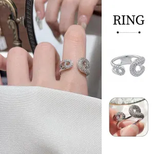Sweet Adjustable Open Ring Fashion Jewellery Round Double Layer Ring