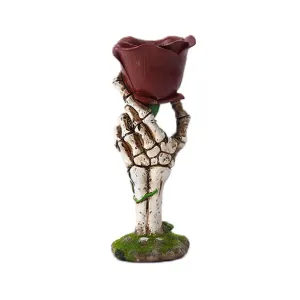 Skeleton Hand Rose Candle Holder Decoration Gothic Style Durable Resin Halloween