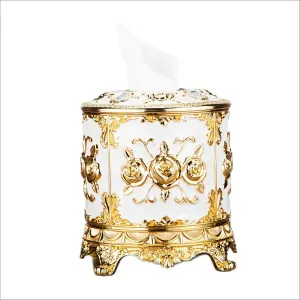 Luxury Vintage Round Tissue Box Paper Towel Holder Stylish Kitchen Storage Decor - White