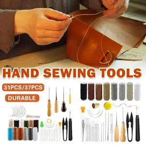 Hand Sewing Kit Canvas Leather Craft 31 or 37PCS Big Eye Needles Cotton Thread – 31PCS