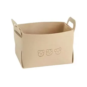 2pcs Felt Storage Basket Foldable Large Bear Basket Car Boot Basket for Dirty - Beige