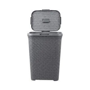Laundry Basket Plastic Rattan Style Large Capacity Clothes Toy Storage Organizer