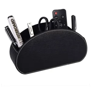 PU Leather Desktop Organiser Remote Control Office Cosmetic Storage Box Holder