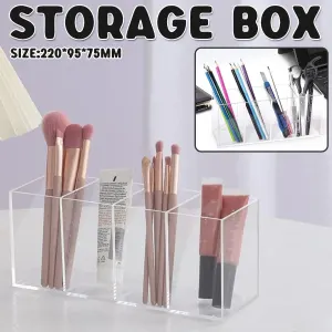 Transparent Acrylic Storage Box with Four Compartments Organiser for Home Office