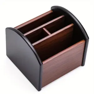 Rotatable Wooden Desktop Storage Box Organizer Creative Office Business Gift