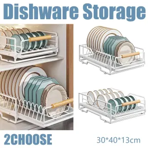 Pull Out Storage Rack Kitchen Dish Bowl Organiser Carbon Steel 40 x 30 x 13cm – Dish Rack