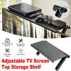 TV Screen Shelf Adjustable Bracket Storage Rack Mount Platform Organiser Holder