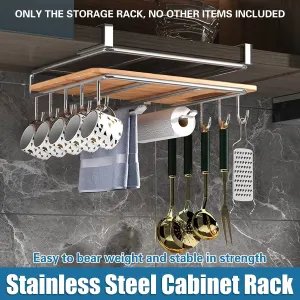 Cabinet Hanging Storage Rack Stainless Steel Silver Kitchen Organiser