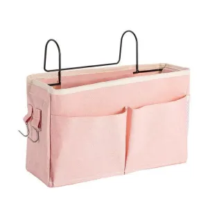 Hanging Bedside Storage Caddy with Pockets for Bunk Bed Dorm Couch Organizing – Light Pink