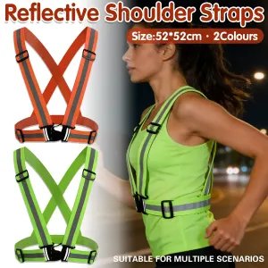 Reflective Shoulder Straps Safety High Visibility Vest for Night Running Cycling – Orange