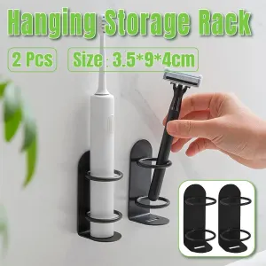 2-Piece Black Wall-Mounted Toothbrush Holder Set
