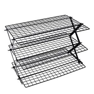3/4 Tier Camping Dining Rack Iron Shelf Portable Picnic Rack Foldable Storage Table - 3 Layers