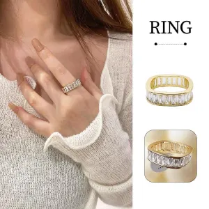 Square Zircon Row Diamond Ring Elegant Jewellery Women Luxury Fashion
