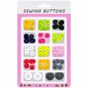Sewing Buttons Assorted Colours Multipack for Craft and Repairs (65 Buttons Total Approx)