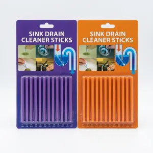 12x Sink Drain Cleaner & Deodorizer Sticks Unclog Sinks in Assorted Colours (1 Pack)